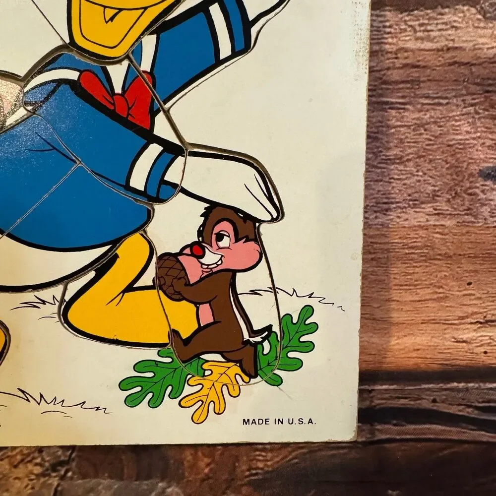 Playskool 190-02 Donald Duck 9-Piece Wooden Puzzle Vintage Disney USA Chip Dale